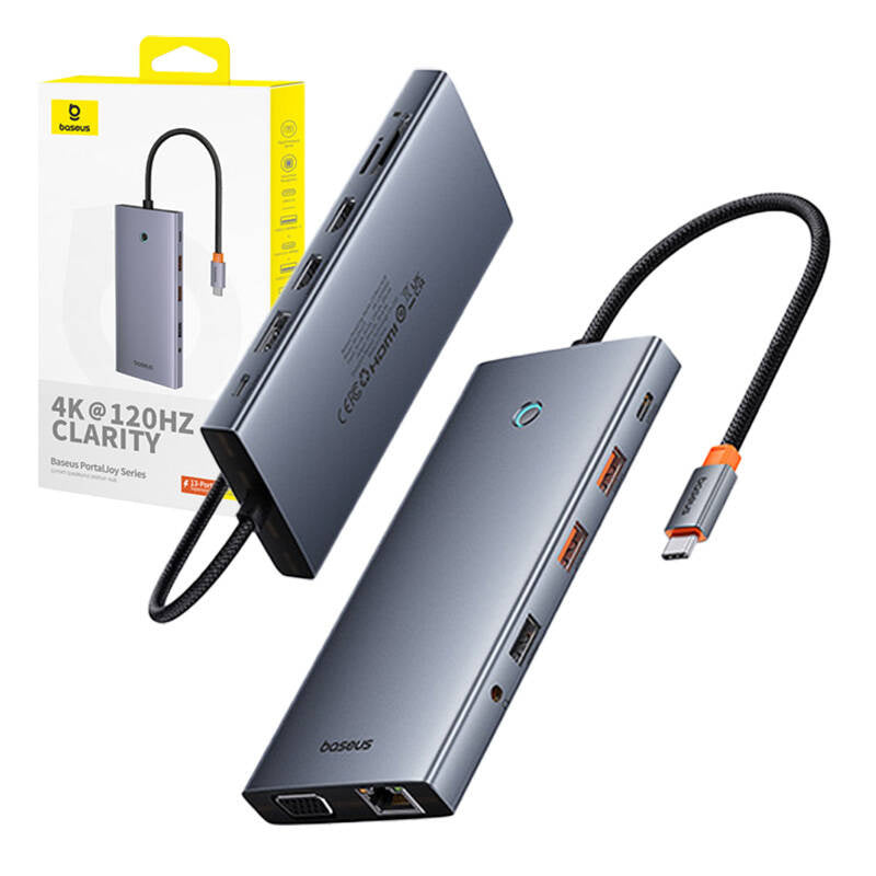 Hub 13in1 Baseus PortalJoy USB-C to HDMI+DP+VGA+C+USB+PD+RJ45+SD/TF+3.5mm (grey) - Product Image 9