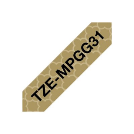 Brother | TZe-MPGG31 | Black On Gold Pattern | TZe