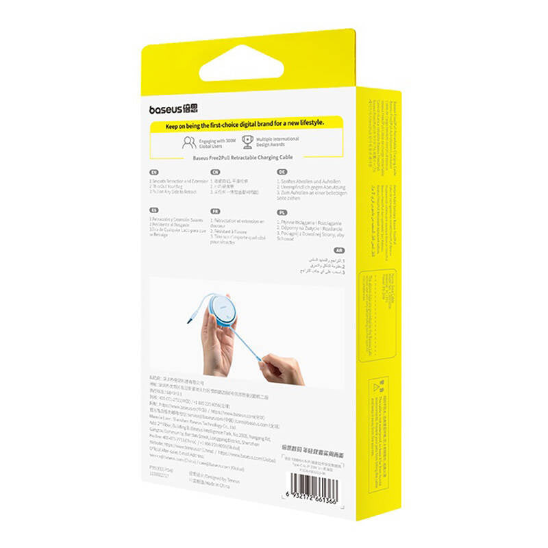 USB Cable Baseus Free2Pull USB-C to iP 20W 1m (blue) - Product Image 7