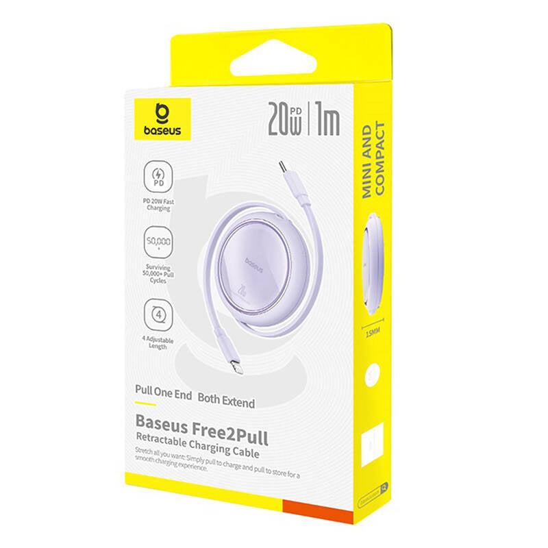 USB Cable Baseus Free2Pull USB-C to iP 20W 1m (purple) - Product Image 6