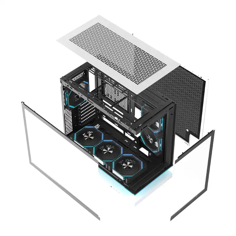 DarkFlash F1 ATX  Computer Case + 6 Fans (White) - Image 1