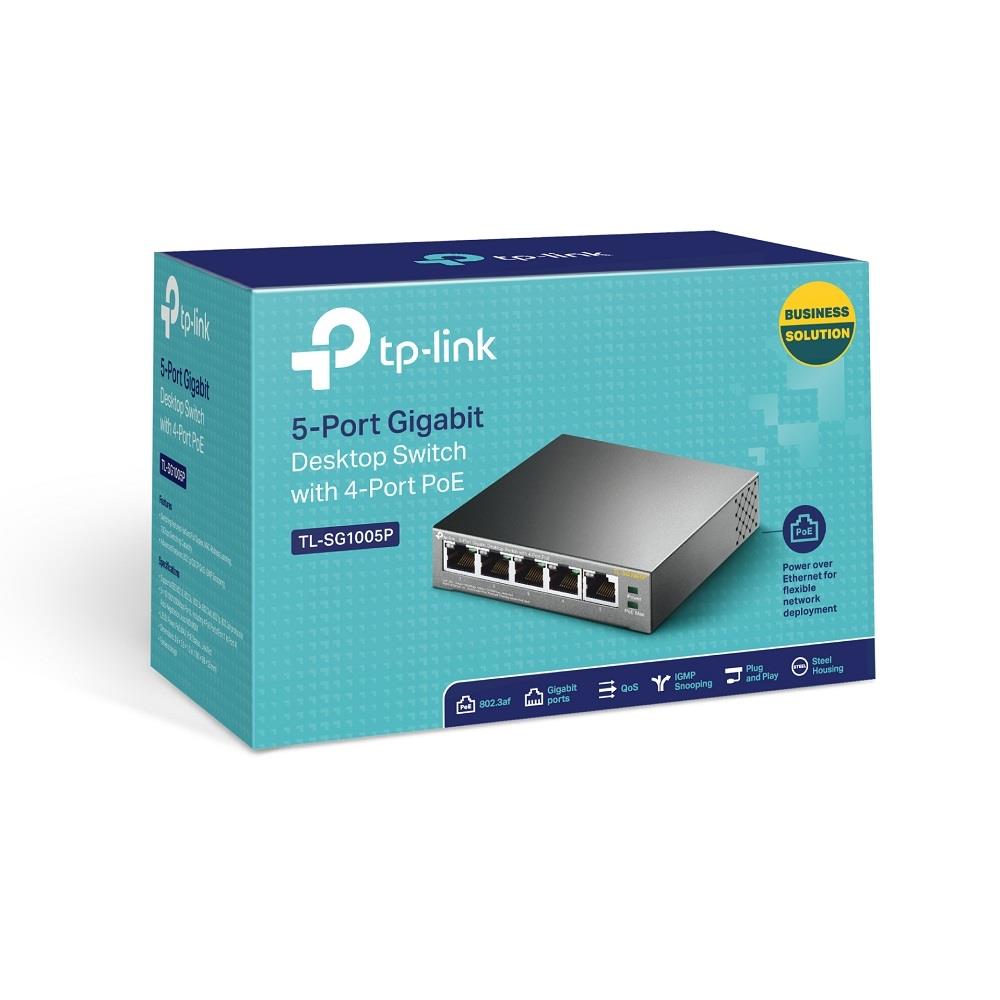 Switch TP-LINK Desktop/pedestal 5x10Base-T / 100Base-TX / 1000Base-T PoE ports 4 TL-SG1005P