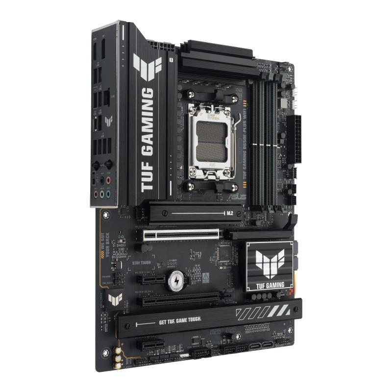 Mainboard ASUS AMD B650 SAM5 ATX Memory DDR5 Memory slots 4 1xPCI-Express 4.0 1x 1xPCI-Express 4.0 16x 1xPCI-Express 5.0 16x 3xM.2 1xHDMI 1xDisplayPort 6xUSB 2.0 3xUSB 3.2 1xUSB-C 1xRJ45 3xAudio port TUFGAMINGB650EPLUSWIFI