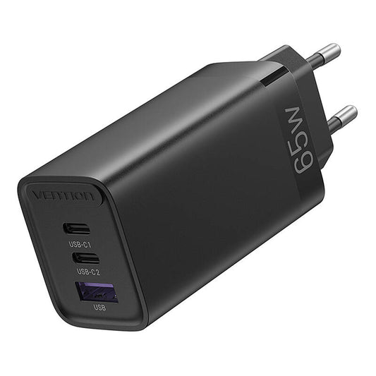 Vention FEDB0-EU 2xUSB-C 1xUSB-A 65W/30W/30W GaN Netzwerkladegerät (schwarz)