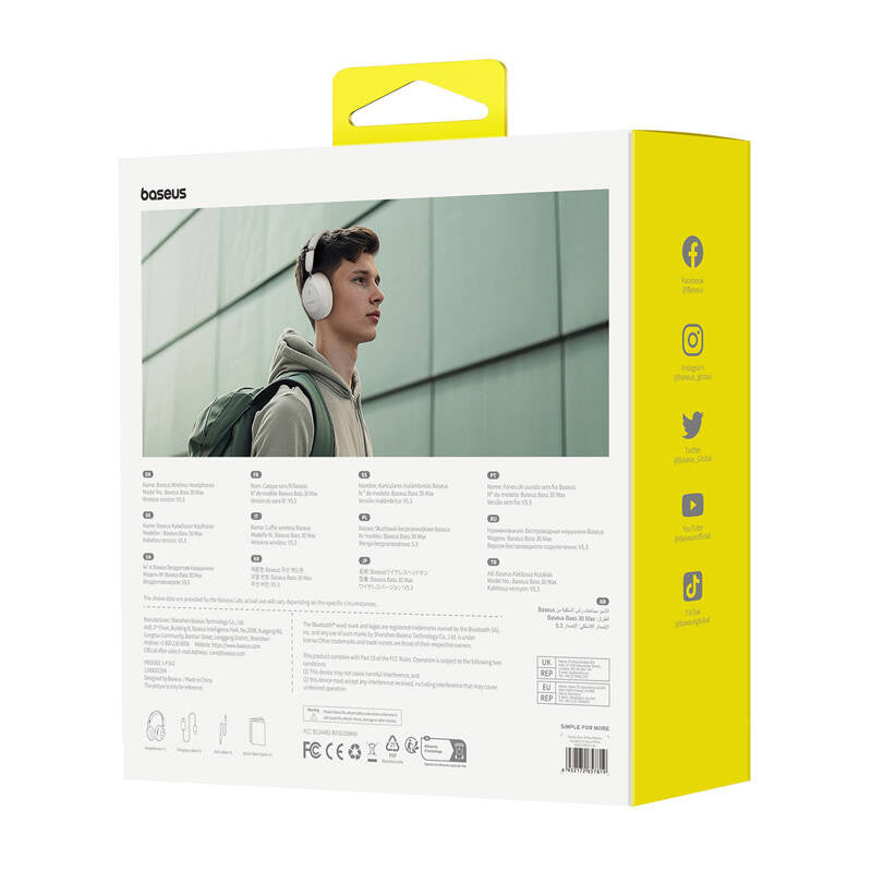 Baseus Bass 30 Max Wireless Headphones (white) - Product Image 8