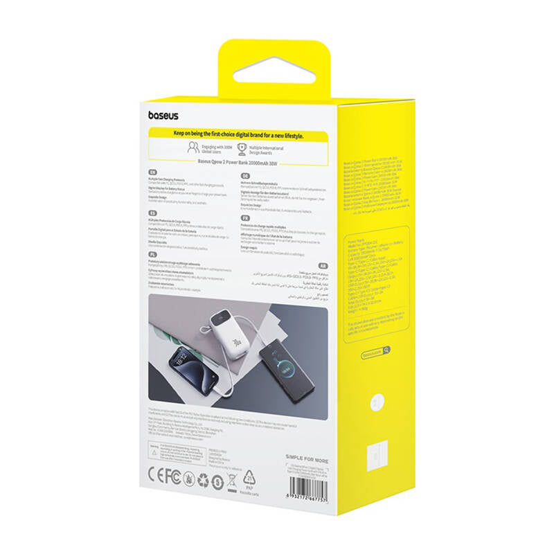 Powerbank Baseus QPow 2 20000mAh 30W 2xUSB-C (white) - Product Image 8