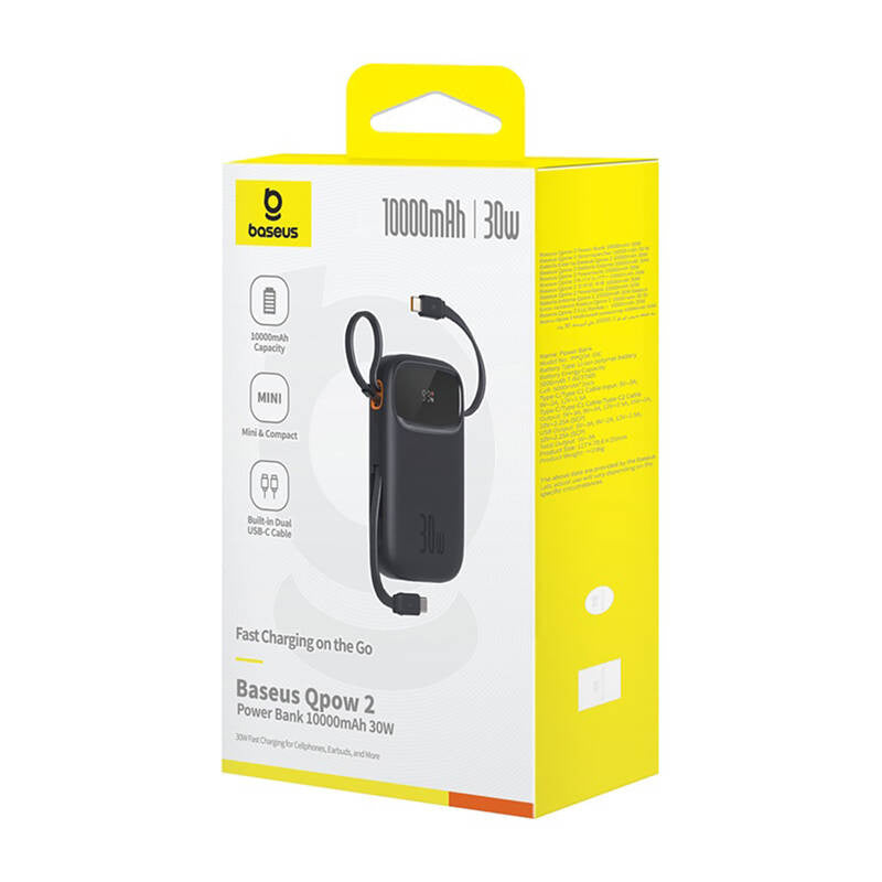Powerbank Baseus QPow 2 10000mAh 30W 2xUSB-C (black) - Product Image 7