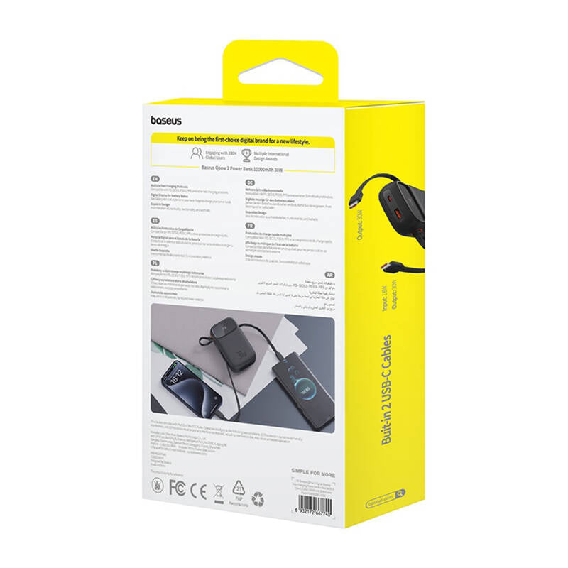 Powerbank Baseus QPow 2 10000mAh 30W 2xUSB-C (black) - Product Image 8
