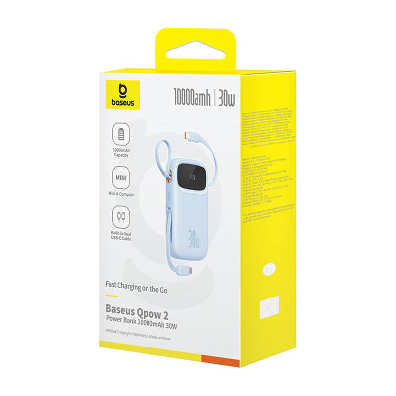 Powerbank Baseus QPow 2 10000mAh 30W 2xUSB-C (blue) - Product Image 7
