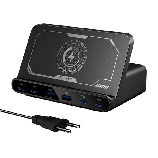 Blitzwolf BW-S27 160W, 2xUSB-A, 4xUSB-C, 15W kabelloses Ladegerät (schwarz)