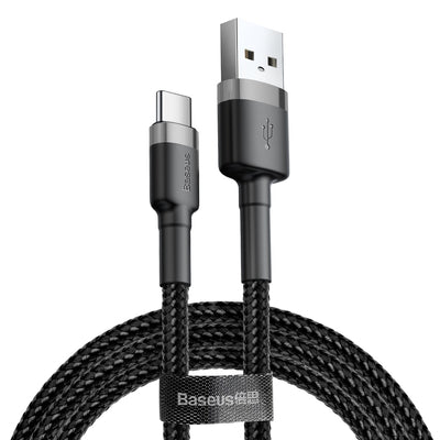 Baseus Cafule USB-A / USB-C QC 3.0 3A Cable 0.5 m - Black and Gray