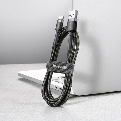 Baseus Cafule USB-A / USB-C QC 3.0 3A Cable 0.5 m - Black and Gray