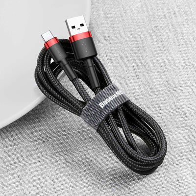 Baseus Cafule USB-A / USB-C QC 3.0 3A Cable 1 m - Black and Red