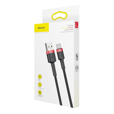 Baseus Cafule USB-A / USB-C QC 3.0 3A Cable 1 m - Black and Red