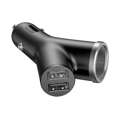 Baseus Y Type Car Charger car charger 2x USB + cigarette lighter socket 3.4A black (CCALL-YX01)