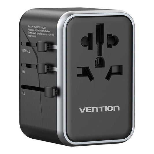 Vention FJFB0 GaN 2xUSB-C 2xUSB-A Universal-Reiseadapter 65W (schwarz)
