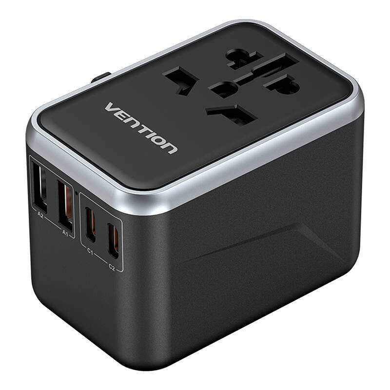 Vention FJFB0 GaN 2xUSB-C 2xUSB-A Universal-Reiseadapter 65W (schwarz)