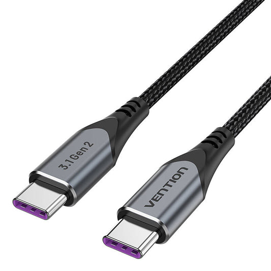 USB-C auf USB-C 100 W Vention TAHHD 5 A 0,5 m USB 3.1 Gen2 4K-Kabel (grau)