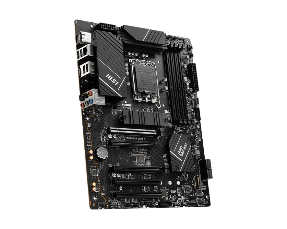 Mainboard MSI Intel B760 Express LGA1700 ATX Memory DDR4 Memory slots 4 5xPCI-Express 5.0 16x 2xM.2 1xHDMI 1xDisplayPort 2xUSB 2.0 2xUSB 3.2 1xUSB-C 1xOptical S/PDIF 1xRJ45 5xAudio port PROB760-PDDR4II