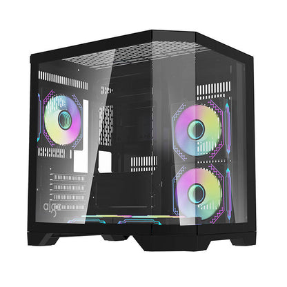 Darflash FT350 Computergehäuse + 5 aRGB-Lüfter (schwarz)