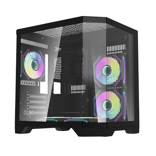 Darflash FT350 Computergehäuse + 5 aRGB-Lüfter (schwarz)