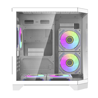 Darflash FT350 Computergehäuse + 5 aRGB-Lüfter (weiß)