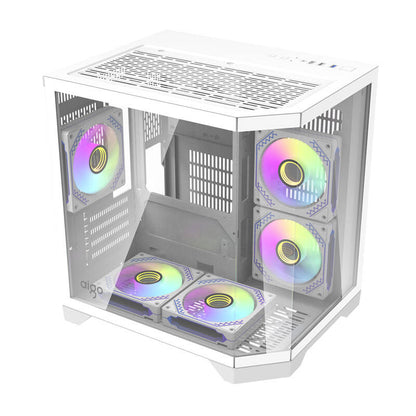 Darflash FT350 Computergehäuse + 5 aRGB-Lüfter (weiß)