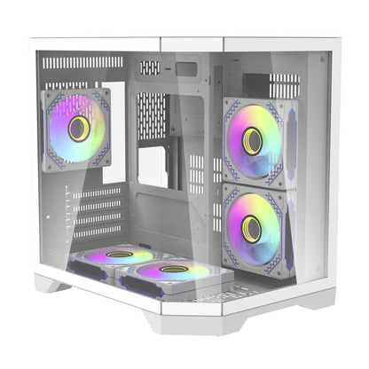 Darflash FT350 Computergehäuse + 5 aRGB-Lüfter (weiß)