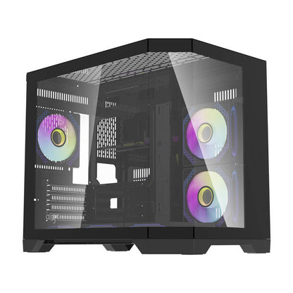 Darflash FT418 Computergehäuse + 6 aRGB-Lüfter (schwarz)