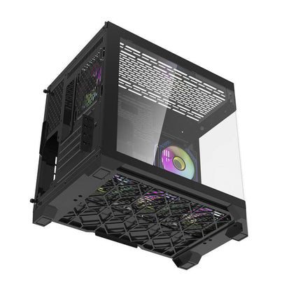Darflash FT418 Computergehäuse + 6 aRGB-Lüfter (schwarz)