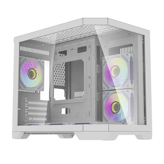 Darflash FT418 Computergehäuse + 6 aRGB-Lüfter (weiß)