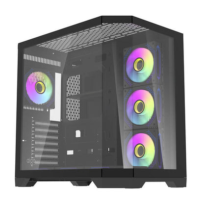 Darflash FT418 PRO Computergehäuse + 7 aRGB-Lüfter (schwarz)
