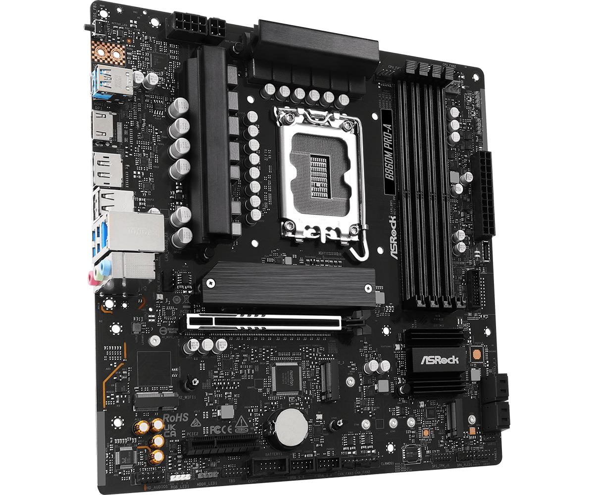 Mainboard ASROCK Intel B860 LGA 1851 (Socket V1) micro ATX RAM DDR5-SDRAM 4xSlots 3xNumber of M.2 (M) slots B860MPRO-A