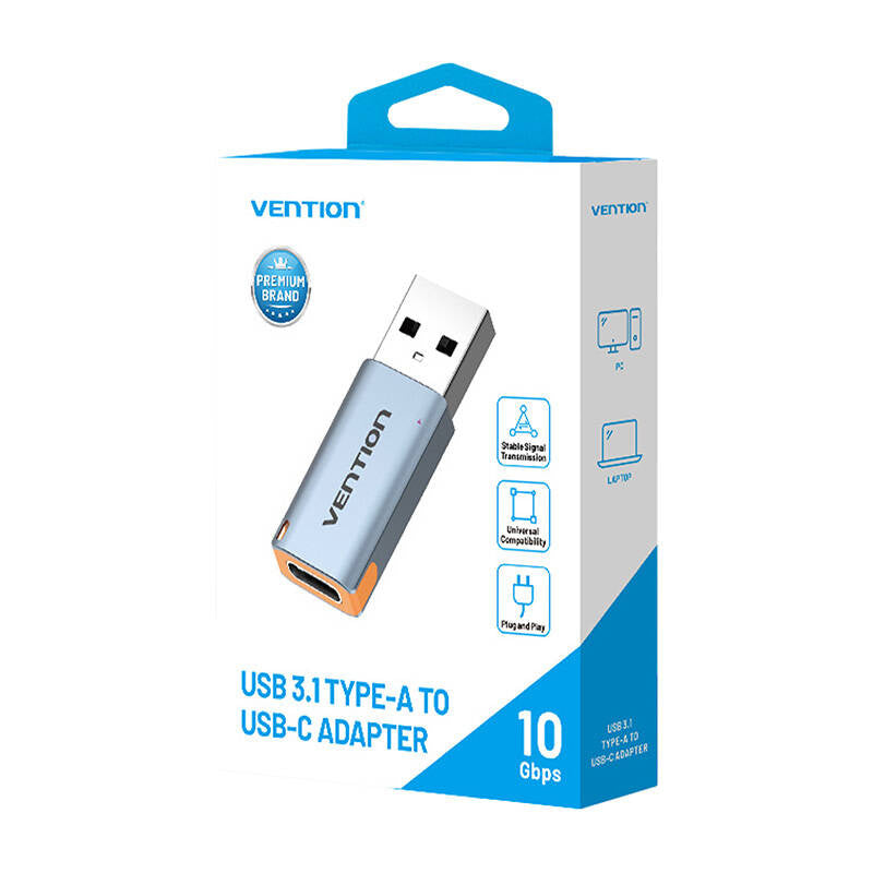 Vention USB-Adapter CUAH0, USB-A 3.1 Stecker auf USB-C Buchse (grau)