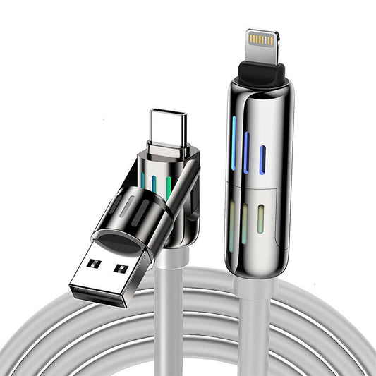 Blitzwolf BW-HDC6 4-in-1 USB-C/USB-A auf USB-C/Lightning Kabel 1,2m 240W RGB (grau)