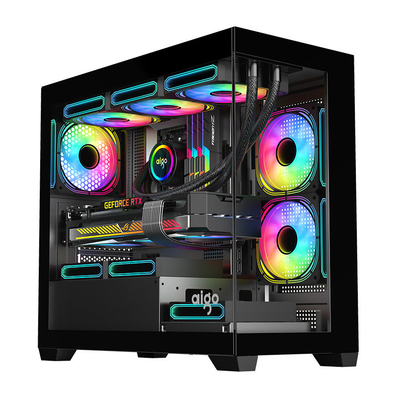 Darkflash C218M Computergehäuse + 6 ARGB-Lüfter (schwarz)