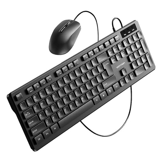 Vention KTCB0-EN Kabelgebundenes Tastatur- + Maus- + Mauspad-Set (Schwarz)