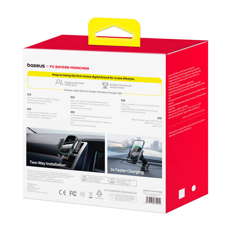 Baseus car holder with 15W charger (black) Bayern edition - Product Image 5