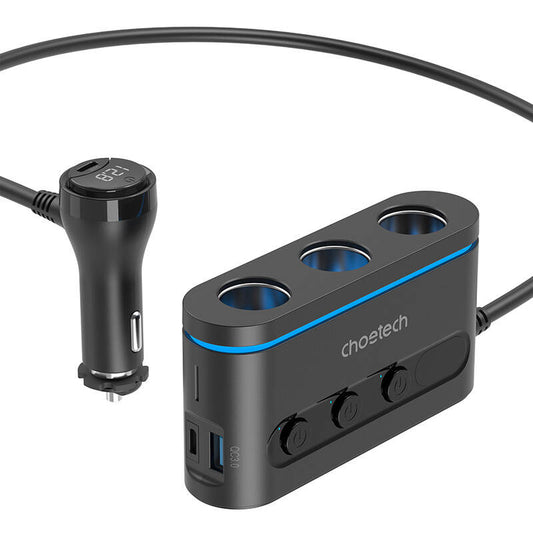 Choetech car cigarette lighter distributor 3 sockets 2C+1A - Product Image 2