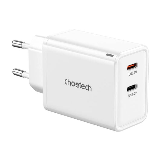 Choetech PD6013, GaN, 2x USB-C, PD65W network charger (white) - Product Image 1