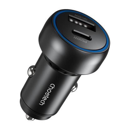 Choetech 60W 2xUSB-C+USB-A car charger (black) - Product Image 1