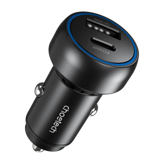 Choetech 60W 2xUSB-C+USB-A car charger (black) - Product Image 1