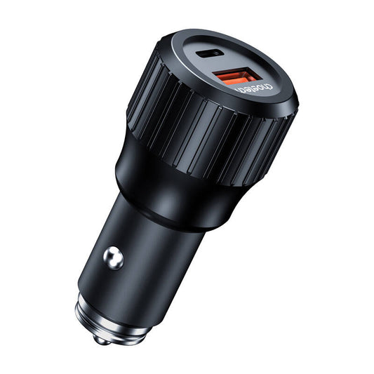 Choetech 63W Dual USB-C 45w+ USB-A 18w fast car charger (black) - Product Image 1