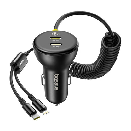 60W Baseus USB-C car charger + Lightning cable (Black) - Product Image 1