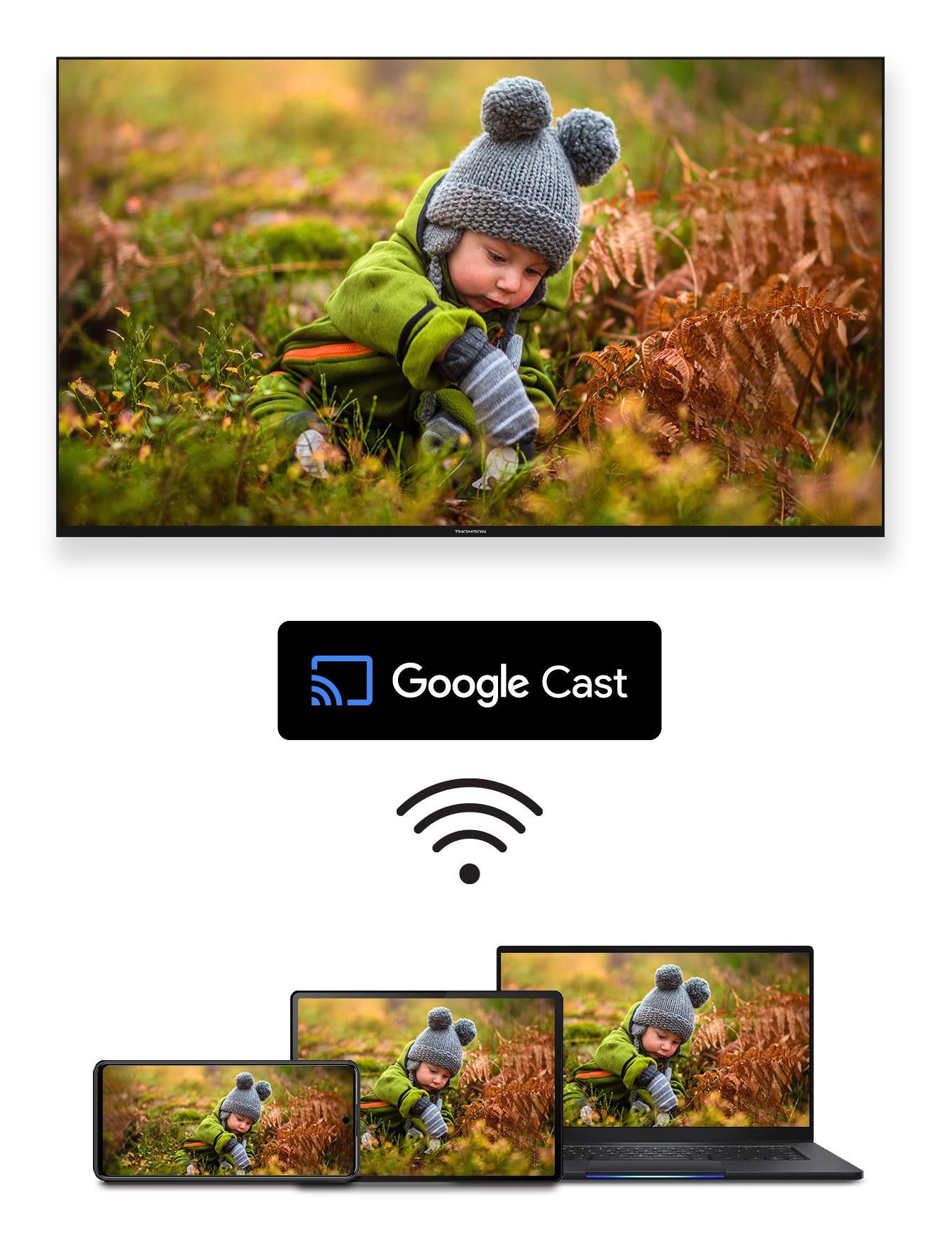 TV Set THOMSON 55" 4K/Smart QLED 3840x2160 Google TV Black 55UG4S14