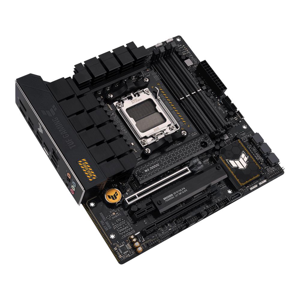 Mainboard ASUS AMD B650 SAM5 MicroATX Memory DDR5 Memory slots 4 1xPCI-Express 4.0 1x 2xPCI-Express 4.0 16x 2xM.2 1xHDMI 1xDisplayPort 4xUSB 2.0 3xUSB 3.2 1xUSB-C 1xRJ45 5xAudio port TUFGAMINGB650M-PLUS