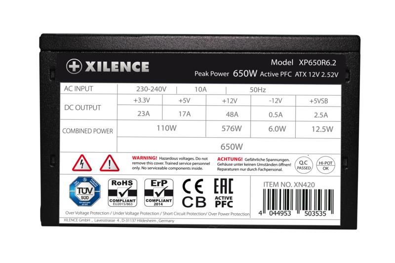Power Supply XILENCE Performance C+ XP650R6.2 ATX PC 200 - 240 V 650 W XN421BULK