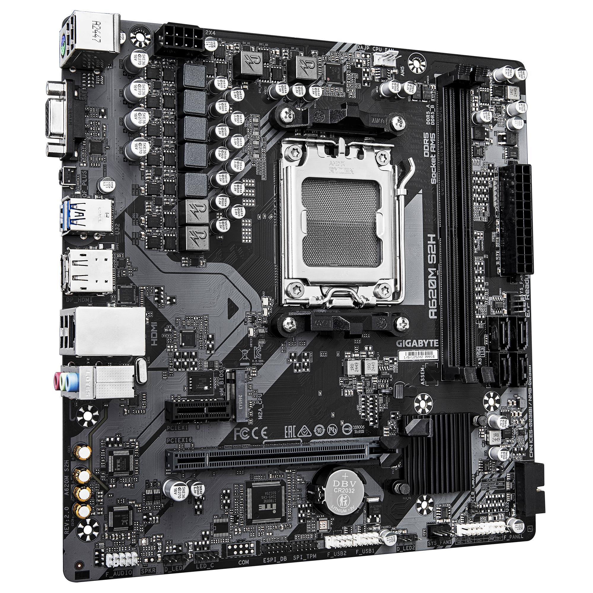 Mainboard GIGABYTE AMD A620 SAM5 Micro-ATX Memory DDR5 Memory slots 2 A620MS2H2.0