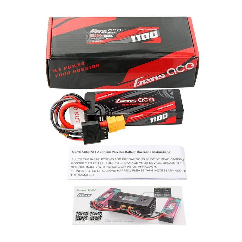 Lipo Gens ace G-Tech 1100mAh 11.1V 3S1P 60C GRP-76 Hardcase Battery with XT60 Plug - Product Image 5
