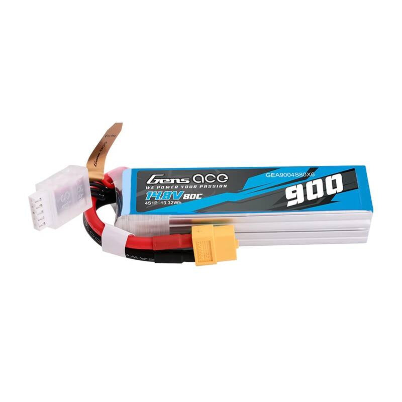 Lipo Gens Ace 900 mAh 14,8 V 80C 4S1P-Akku mit XT60-Anschluss